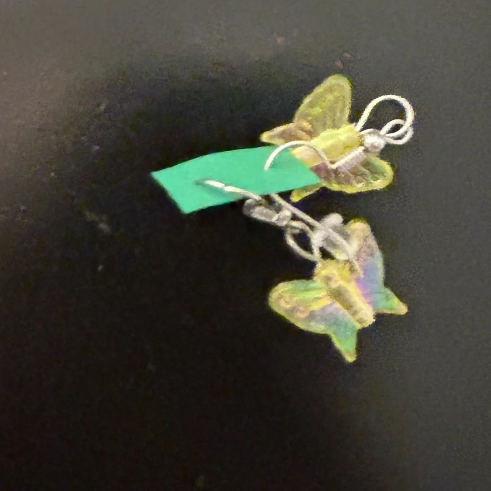 NWT butterfly earrings stainless & ceramic sparkle earring pair designer… - Picture 7 of 7